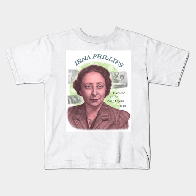 Irna Phillips, Inventor of the Soap Opera Kids T-Shirt by eedeeo